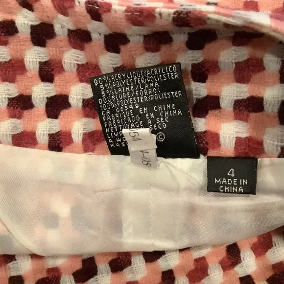 Kasper Long Pink and Cream Patterned Blazer Coat with Matching Skirt Size 4 - Picture 11 of 15